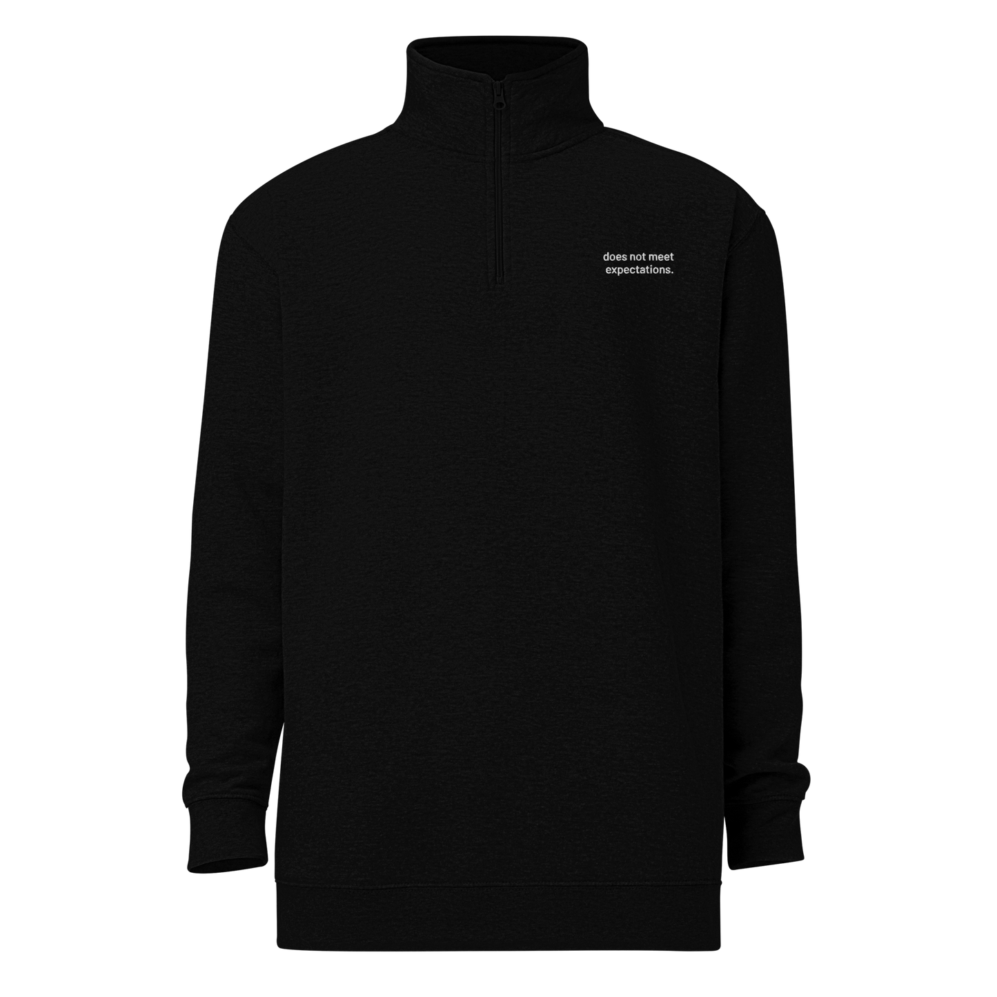 'does not meet expectations' embroidered quarter-zip