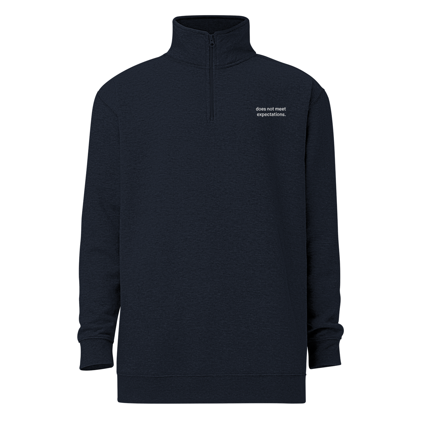 'does not meet expectations' embroidered quarter-zip