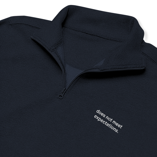 'does not meet expectations' embroidered quarter-zip