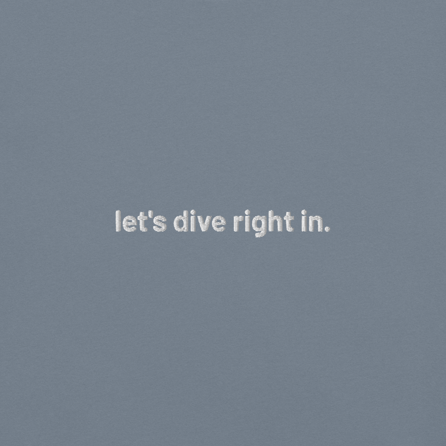 'let's dive right in.' embroidered t-shirt