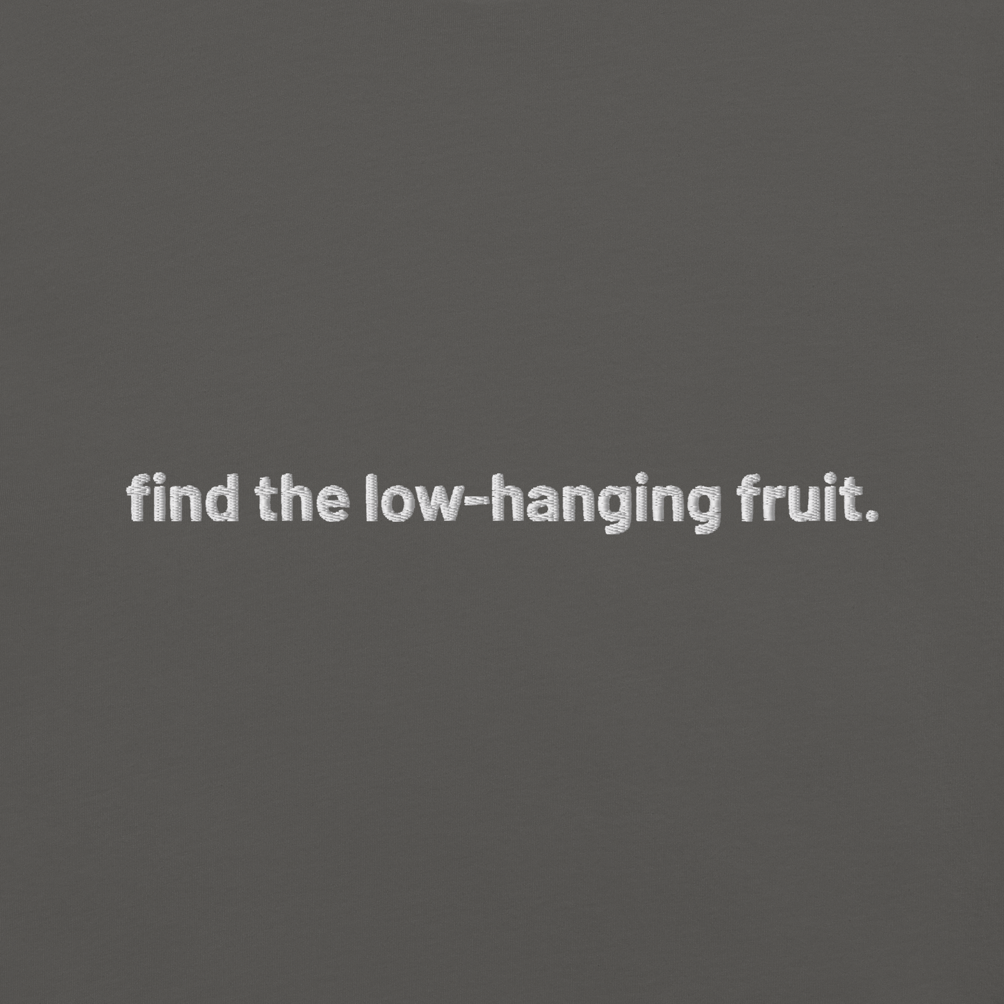 'find the low-hanging fruit.' embroidered t-shirt