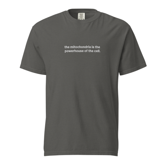 'the mitochondria is the powerhouse of the cell.' embroidered t-shirt